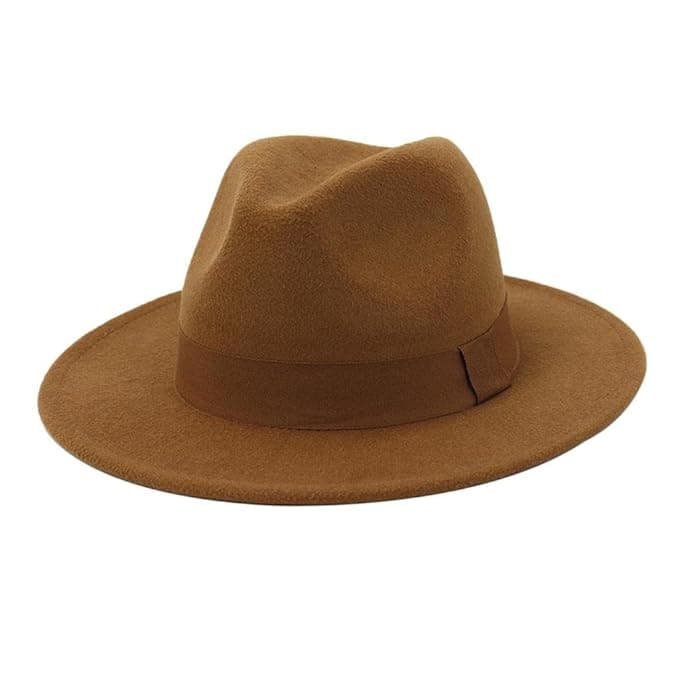 MYADDICTION Unisex Elegant Church Fedora Hat Ribbon Band Belt Winter Outdoor Khaki Clothing, Shoes & Accessories | Mens Accessories | Hats