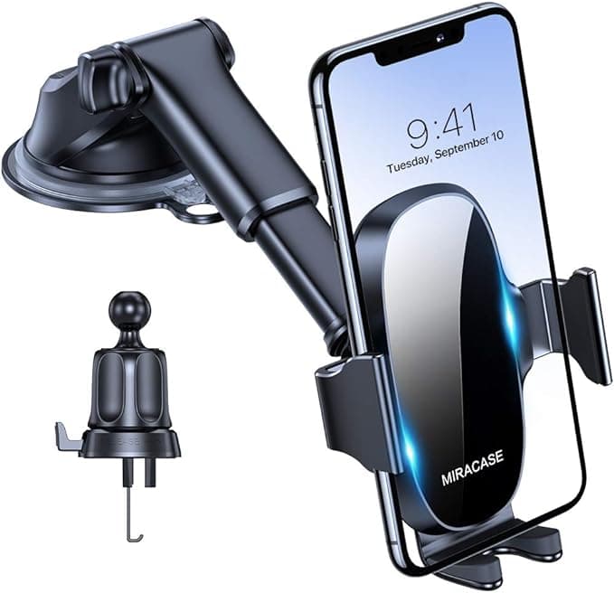 Miracase 3-in-1 Cell Phone Holders for Your Car, Universal Car Phone Holder Mount for Dashboard Air Vent Windshield Compatible with iPhone 15 14 13 12 13 Pro Max Xs XR X, Galaxy Black