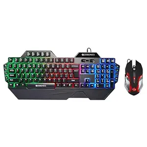 ZEBRONICS OPTIMUS Gaming Keyboard & Mouse Combo, Braided Cable, Gold Plated USB, Upto 3600 DPI, 6 Buttons, High Resolution Sensor, Multicolor LED, Dedicated Macro Keys, 117 Keys (Black)